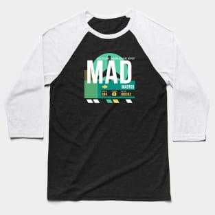 Madrid (MAD) Airport // Retro Sunset Baggage Tag Baseball T-Shirt